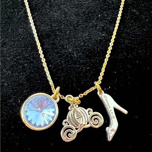 Disney Princess Cinderella Charm Pendant 18” Silver-Toned Necklace - Picture 1 of 9
